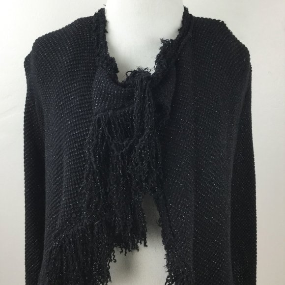 NWT Zara Studio Black Metallic Fringe Cardigan s - Picture 3 of 9